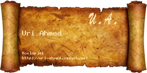 Uri Ahmed névjegykártya
